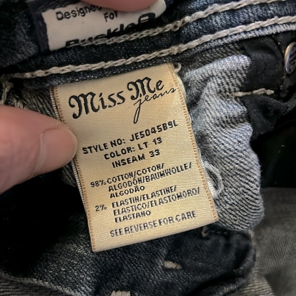 MISS ME 👖 VINTAGE DISTRESSED RIPPED LEATHER CROSS BOOTCUT JEANS Women’s 36 L32 - Picture 11 of 12